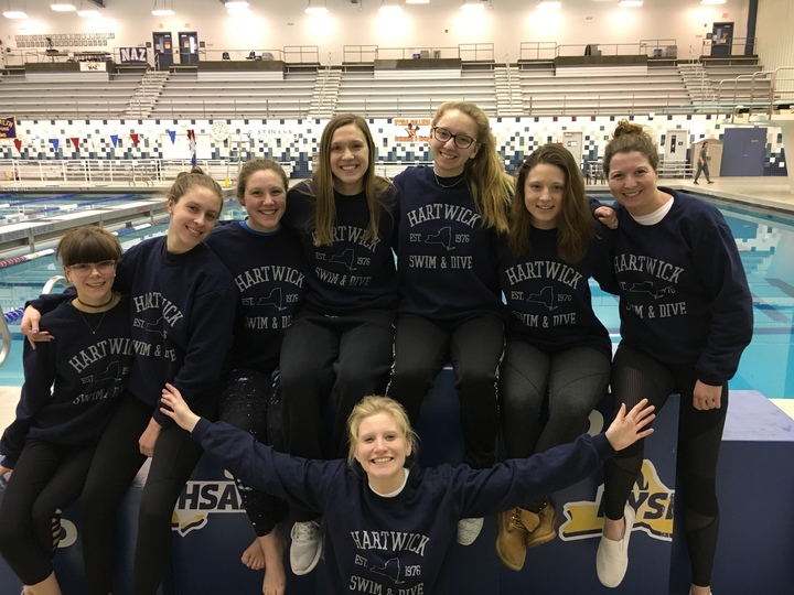 Hartwick Women's Swimming And Diving Empire 8 Championship Meet T-Shirt Photo