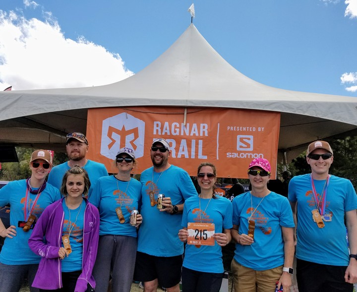 Team All The Good Names Are Taken Celebrate Their Ragnar Relay Zion Medals In Their Fun Custom Ink Team Shirts! T-Shirt Photo