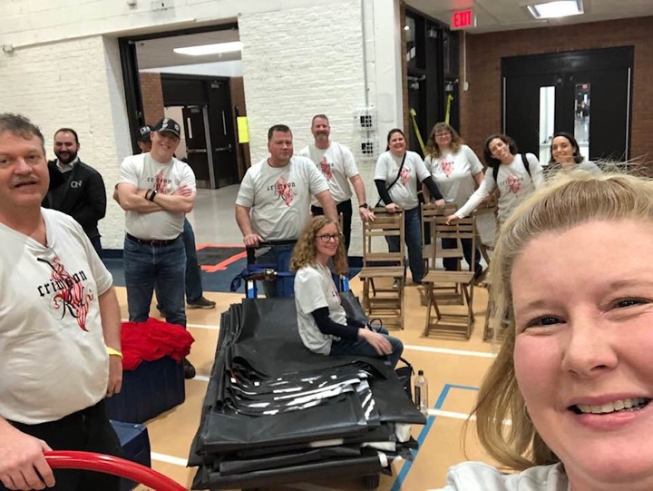 Crimson Red Winterguard Parent Crew T-Shirt Photo