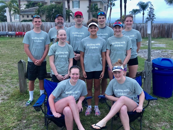 Sculling With Dolphins  T-Shirt Photo