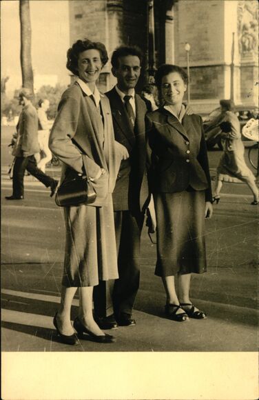 Elie Wiesel with his two sisters in Paris, ca. 1945.