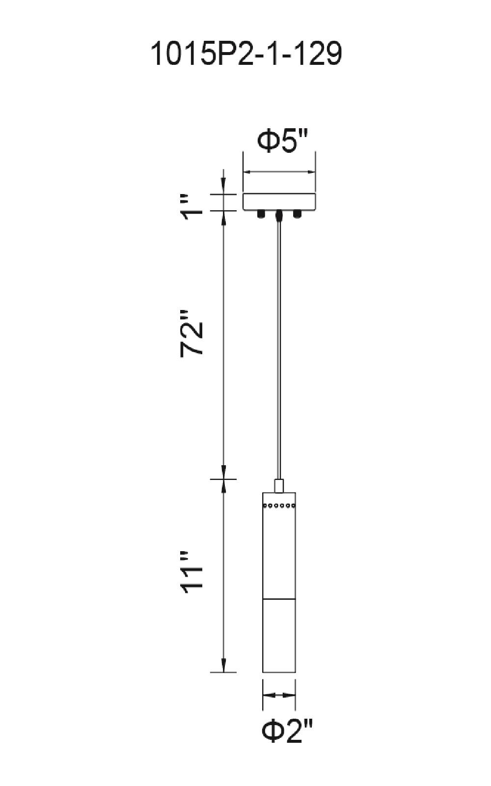 CWI Lighting Anem 1 Light Down Mini Pendant With Matte Black & Model: 1015P2-1-129 Line Drawing