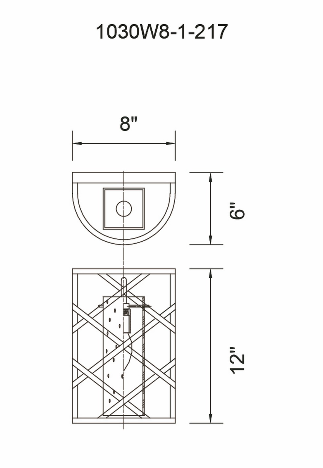 CWI Lighting Keeva 1 Light Wall Sconce With Wood Grain Bronze Model: 1030W8-1-217 Line Drawing
