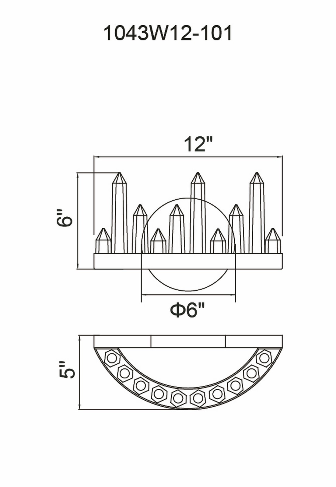 CWI Lighting Juliette LED Wall Sconce With Black Finish Model: 1043W12-101 Line Drawing