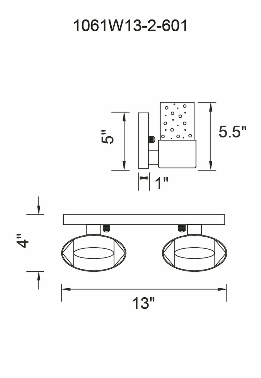 CWI Lighting Emmanuella 2 Light Wall Sconce With Chrome Finish Model: 1061W13-2-601 Line Drawing