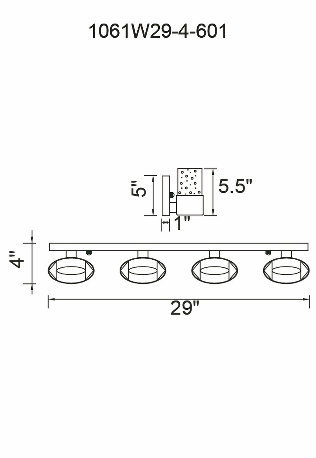 CWI Lighting Emmanuella 4 Light Wall Sconce With Chrome Finish Model: 1061W29-4-601 Line Drawing