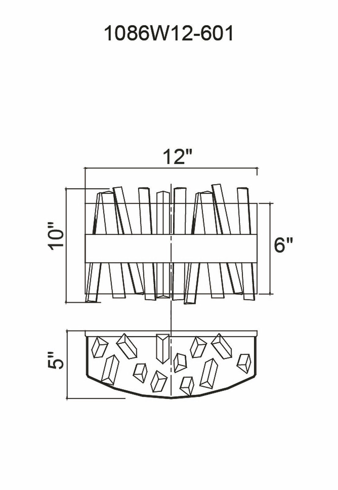 CWI Lighting Faye LED Wall Sconce With Chrome Finish Model: 1086W12-601 Line Drawing