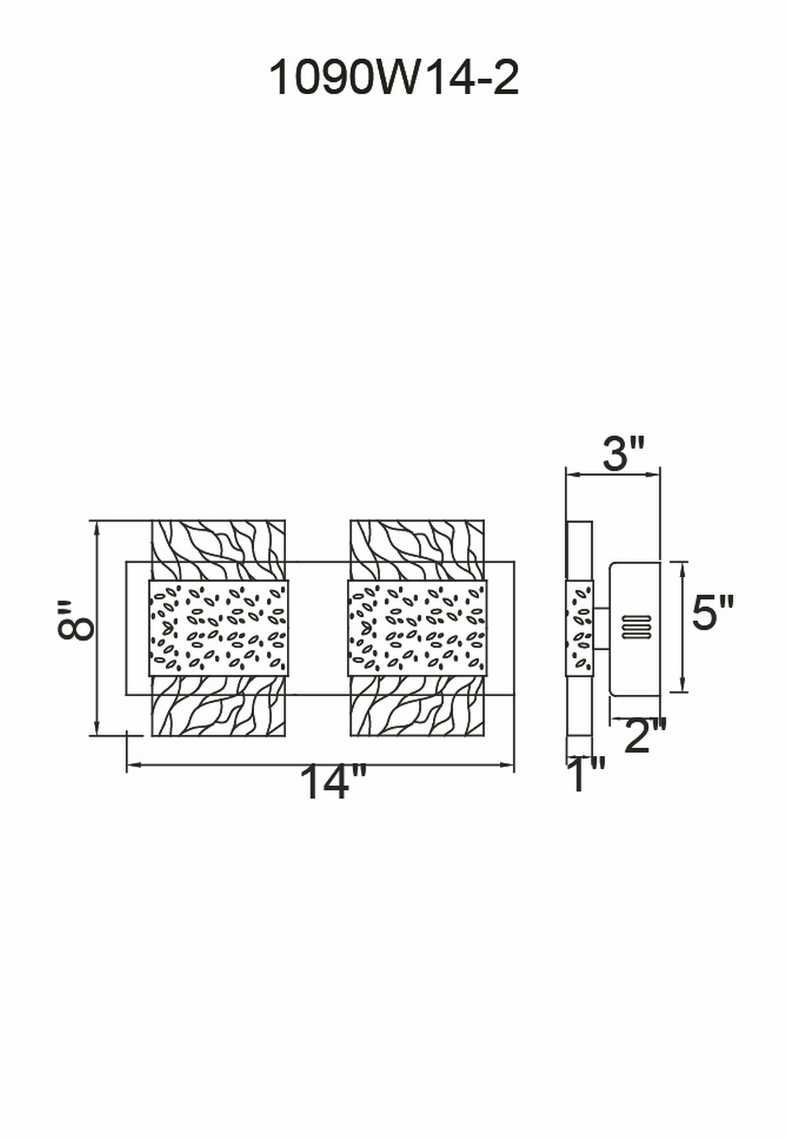 CWI Lighting Carolina LED Wall Sconce With Gold Leaf Finish Model: 1090W14-2-620 Line Drawing
