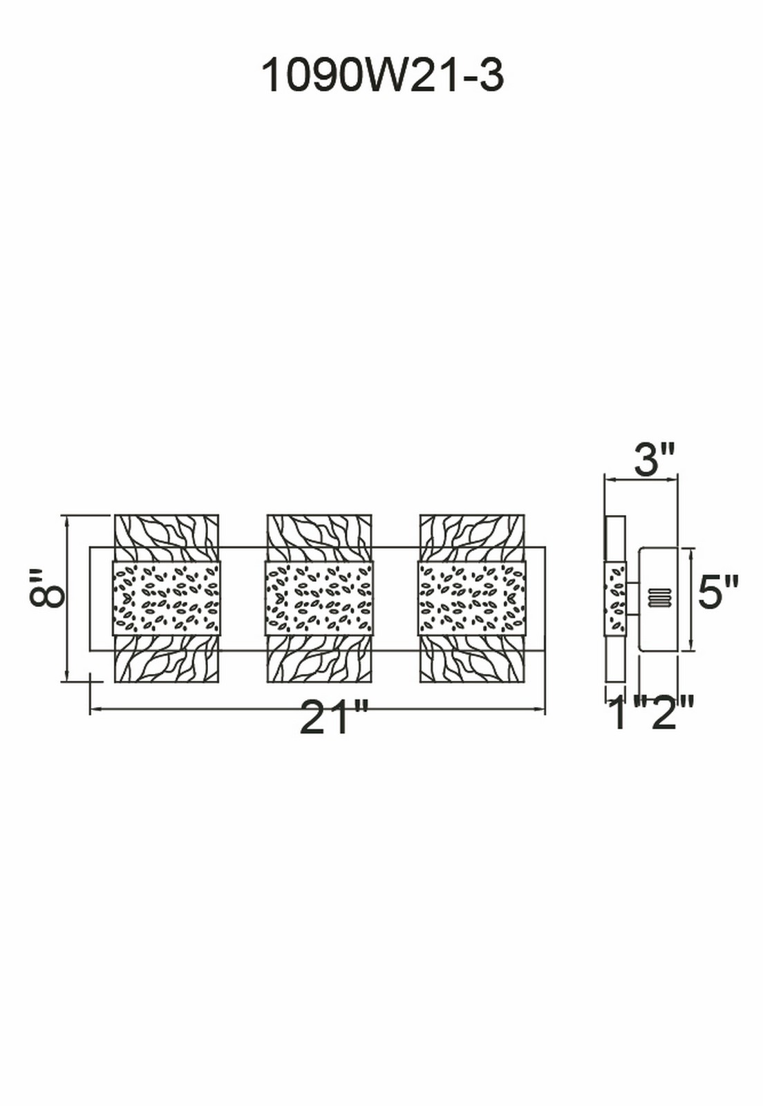 CWI Lighting Carolina LED Wall Sconce With Gold Leaf Finish Model: 1090W21-3-620 Line Drawing