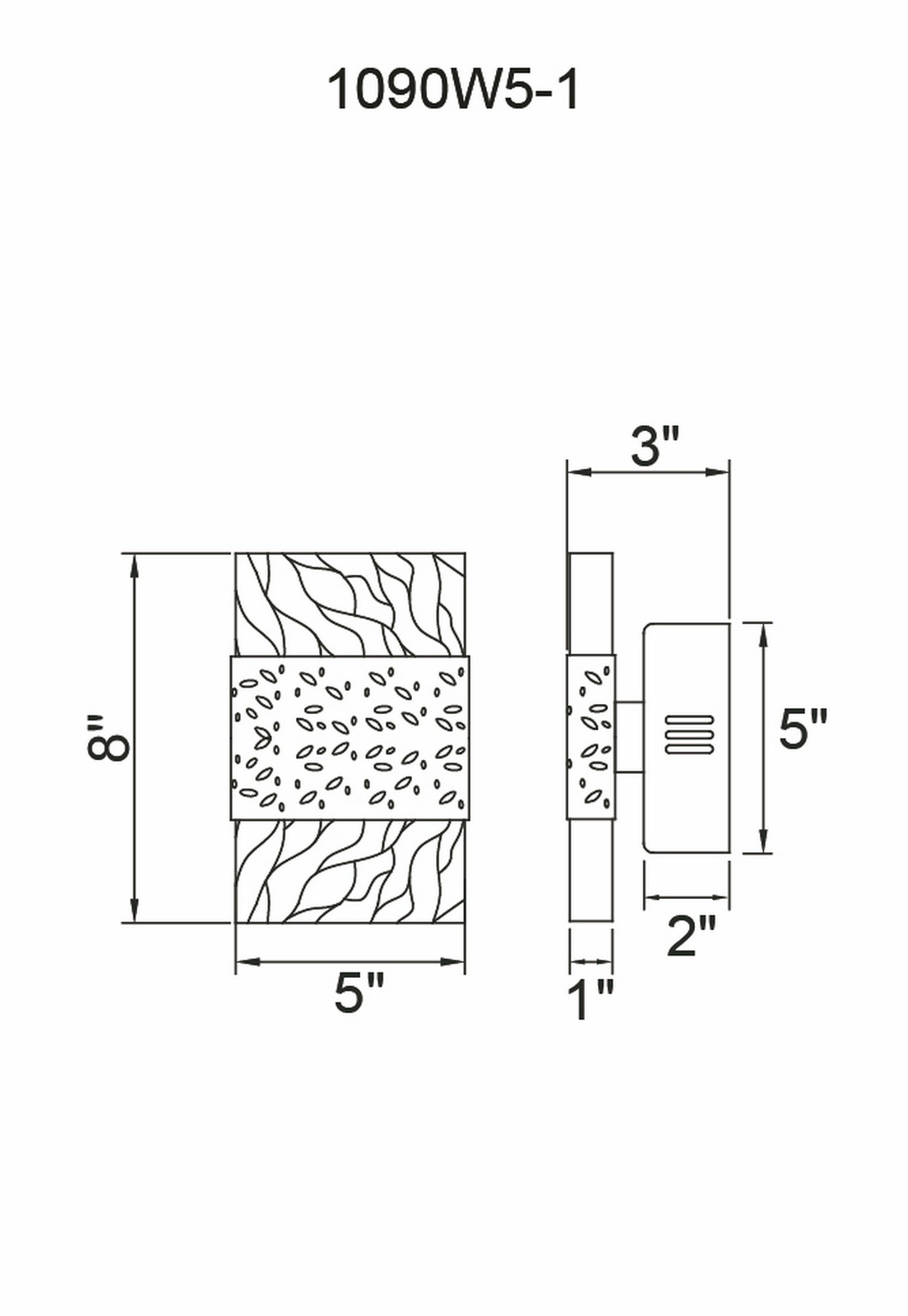 CWI Lighting Carolina LED Wall Sconce With Gold Leaf Finish Model: 1090W5-1-620 Line Drawing
