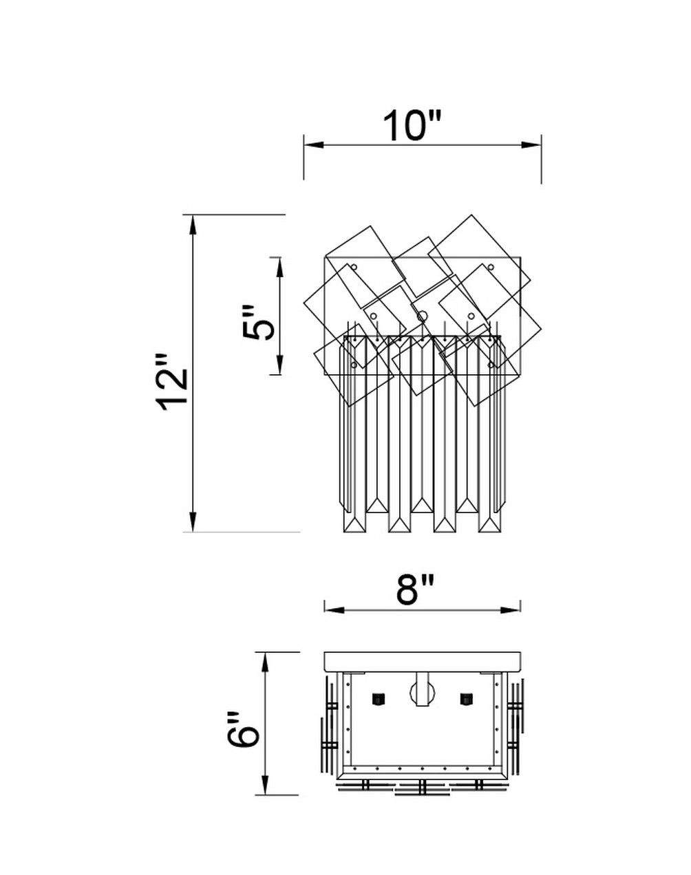 CWI Lighting Panache 1 Light Wall Light With Medallion Gold Finish Model: 1100W10-1-169 Line Drawing