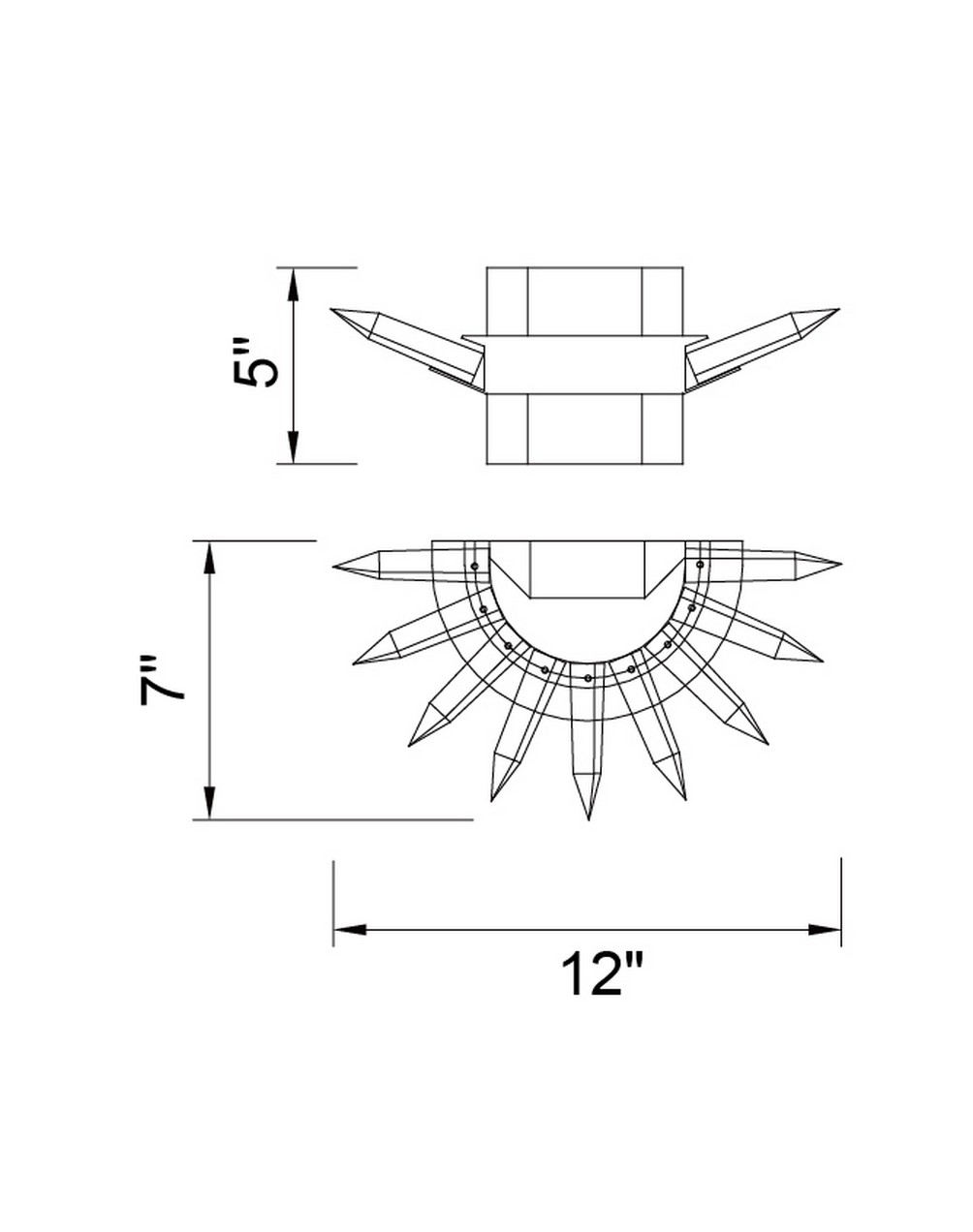 CWI Lighting Arctic Queen LED Wall Light With Polished Nickel Finish Model: 1108W12-613 Line Drawing