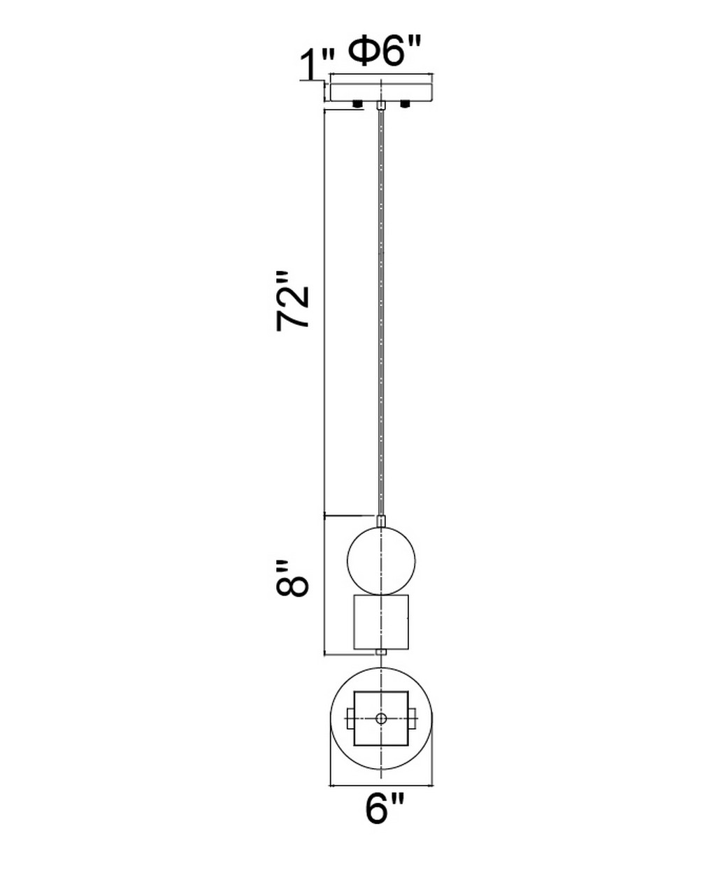 CWI Lighting Saleen LED Mini Pendant With Brass+black Finish Model: 1156P4-625 Line Drawing