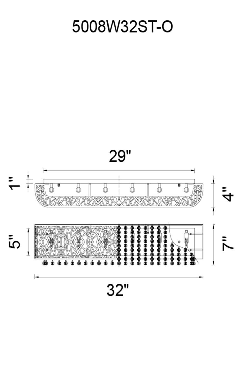 CWI Lighting Eternity 6 Light Vanity Light With Chrome Finish Model: 5008W32ST-O Line Drawing