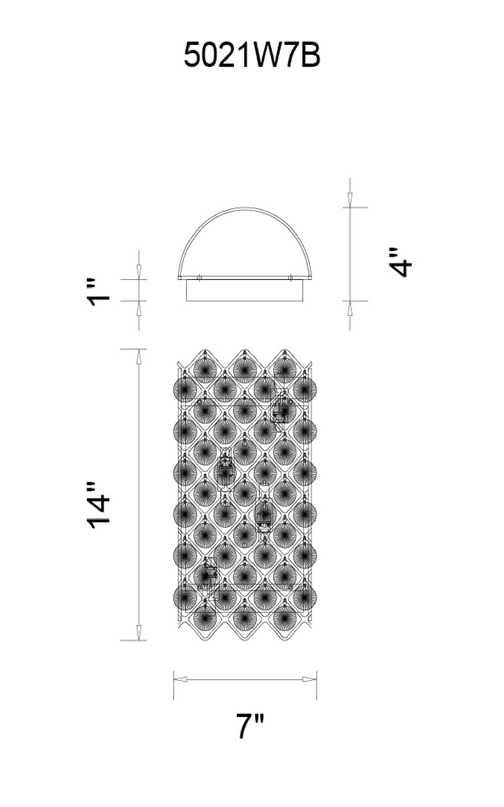 CWI Lighting Chique 4 Light Wall Sconce With Chrome Finish Model: 5021W7B(C) Line Drawing