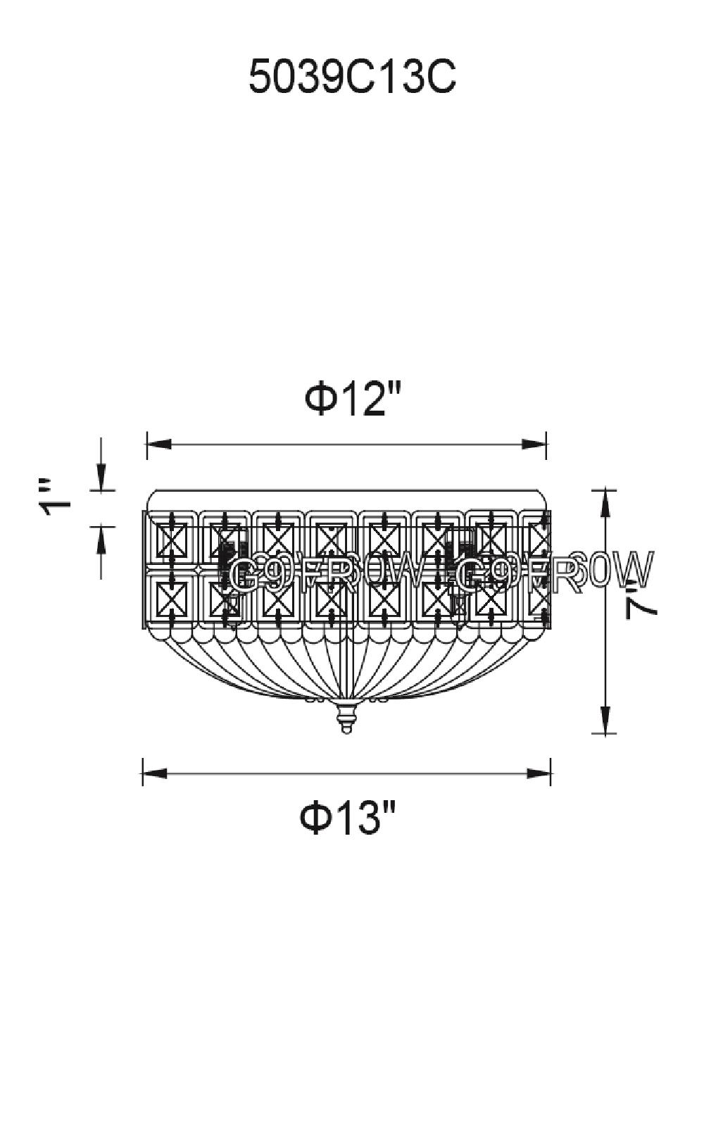 CWI Lighting Bloome 4 Light Bowl Flush Mount With Chrome Finish Model: 5039C13C Line Drawing