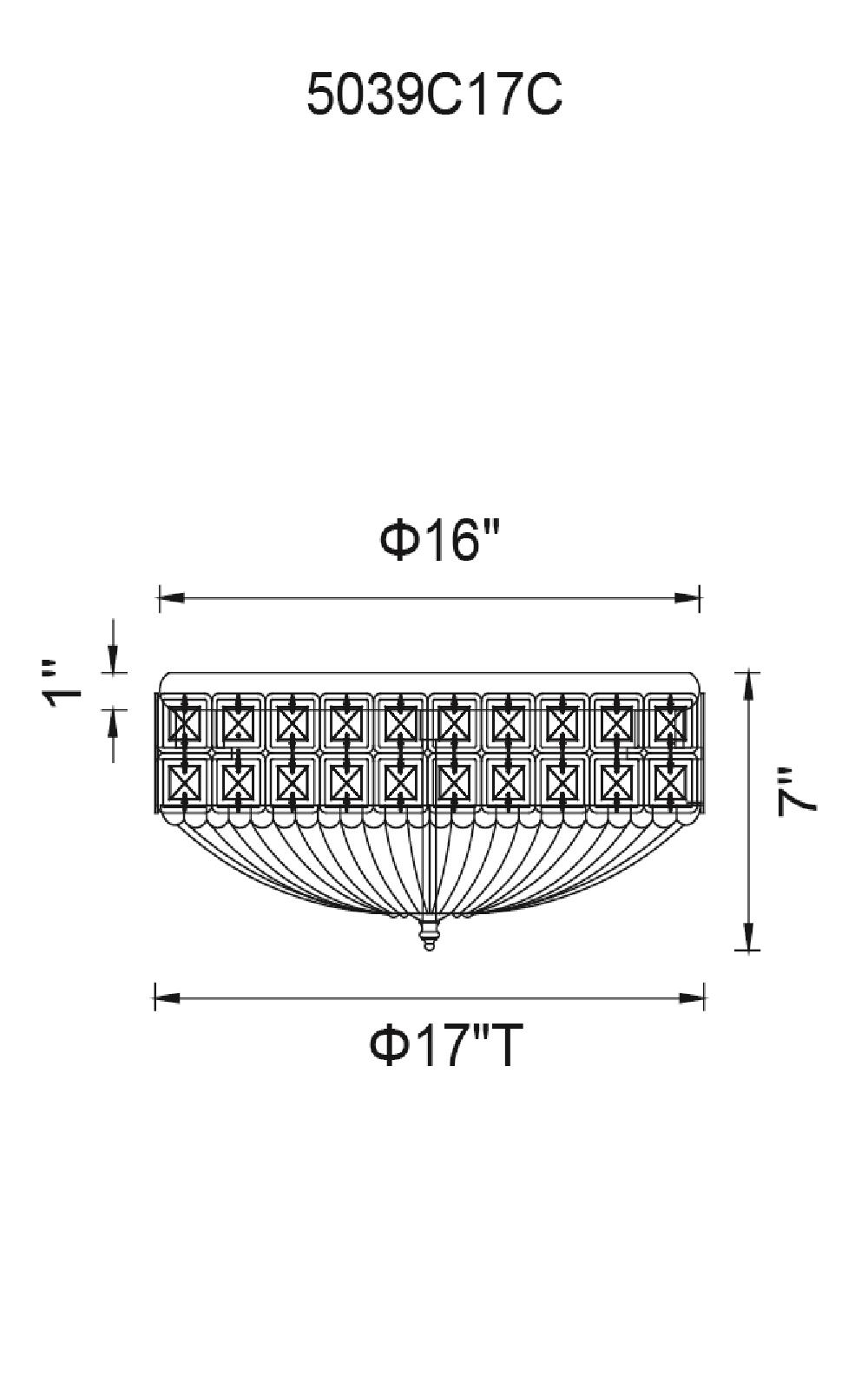 CWI Lighting Bloome 6 Light Bowl Flush Mount With Chrome Finish Model: 5039C17C Line Drawing