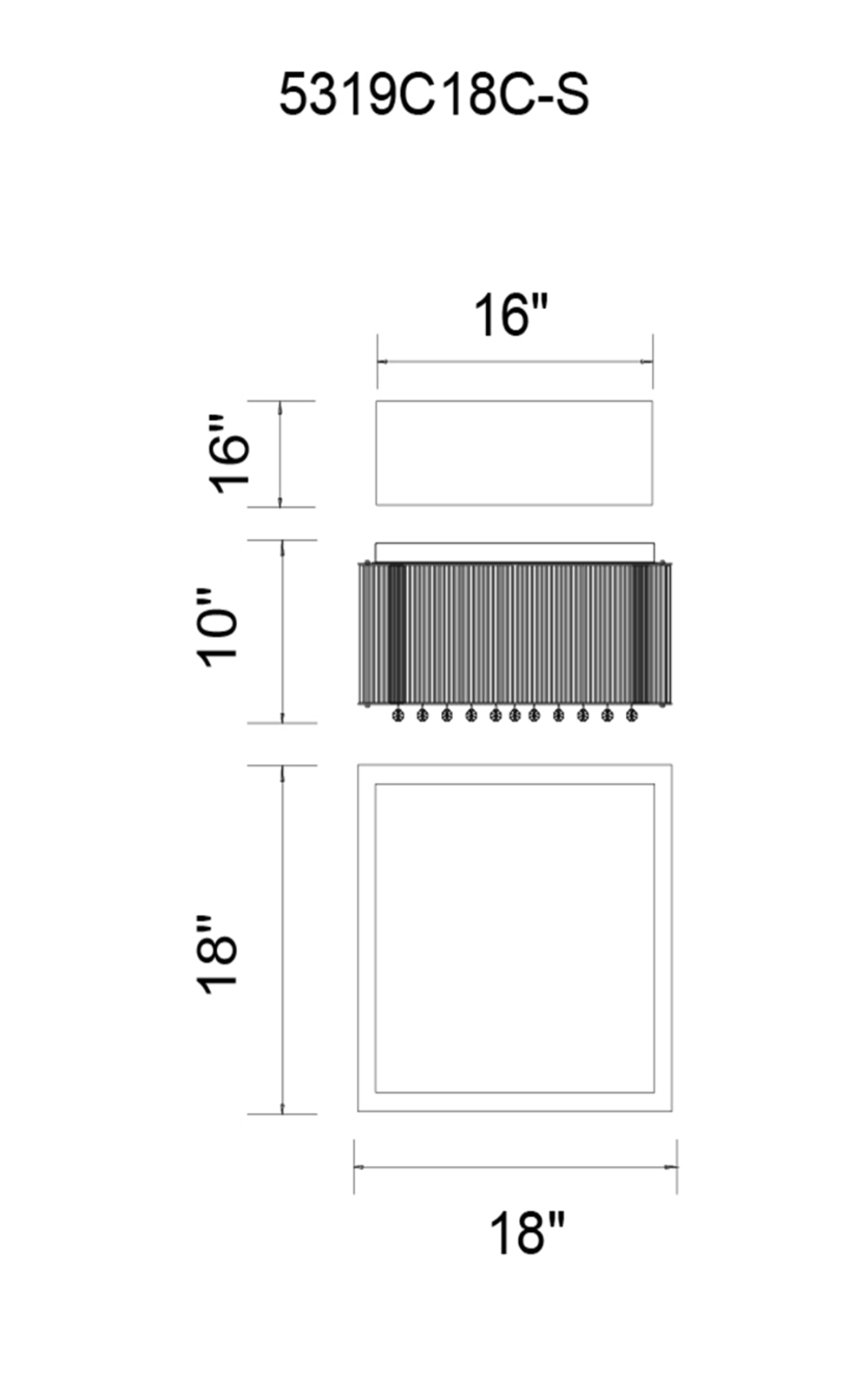 CWI Lighting Spring Morning 8 Light Drum Shade Flush Mount With Chrome Model: 5319C18C-S Line Drawing
