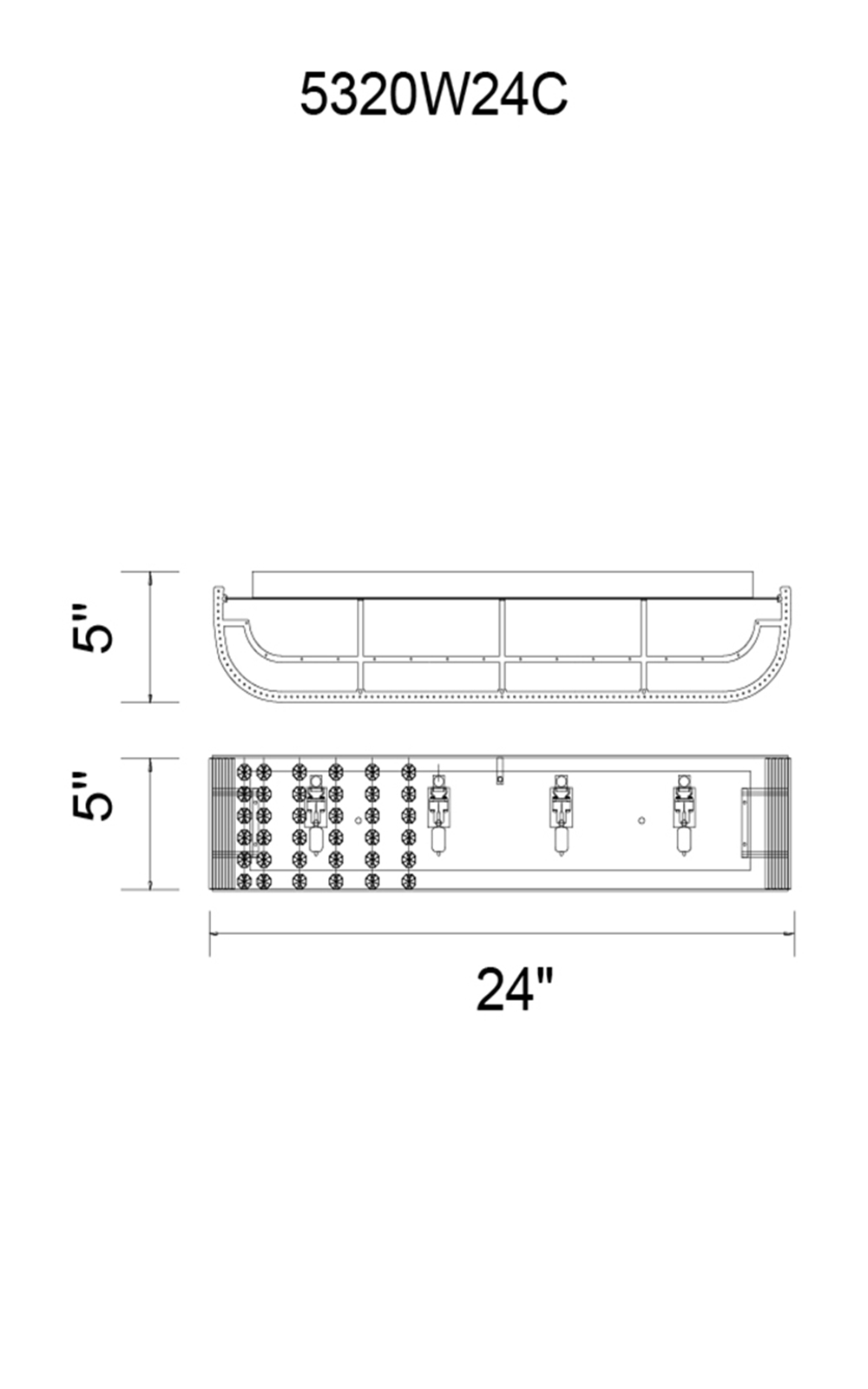 CWI Lighting Elsa 4 Light Vanity Light With Chrome Finish Model: 5320W24C Line Drawing