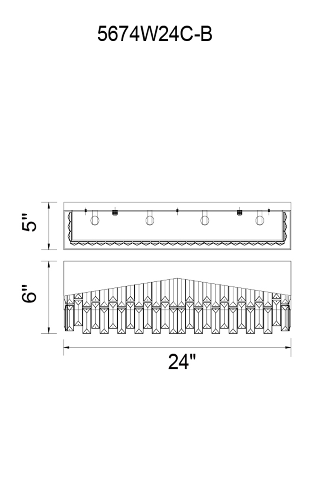 CWI Lighting Havely 4 Light Wall Sconce With Chrome Finish Model: 5674W24C-B Line Drawing