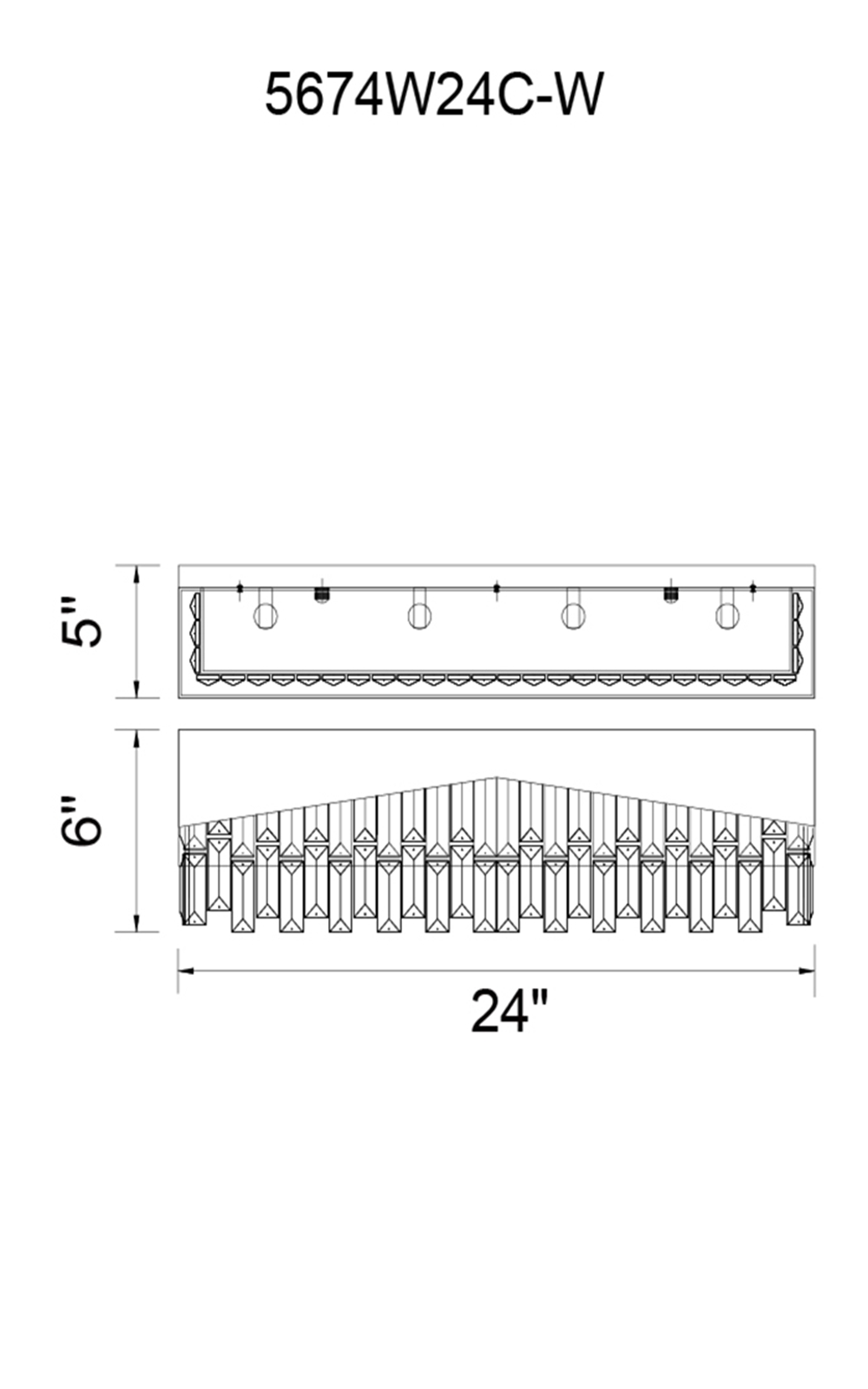 CWI Lighting Havely 4 Light Wall Sconce With Chrome Finish Model: 5674W24C-W Line Drawing