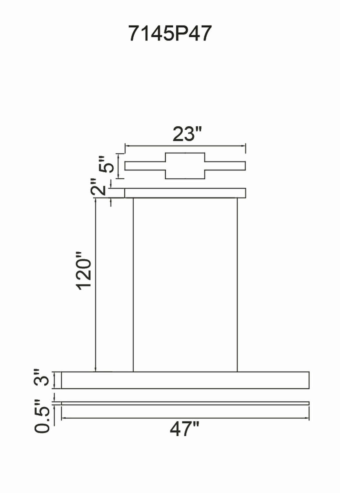CWI Lighting Krista LED Chandelier With Satin Black Finish Model: 7145P47-1-253-RC Line Drawing