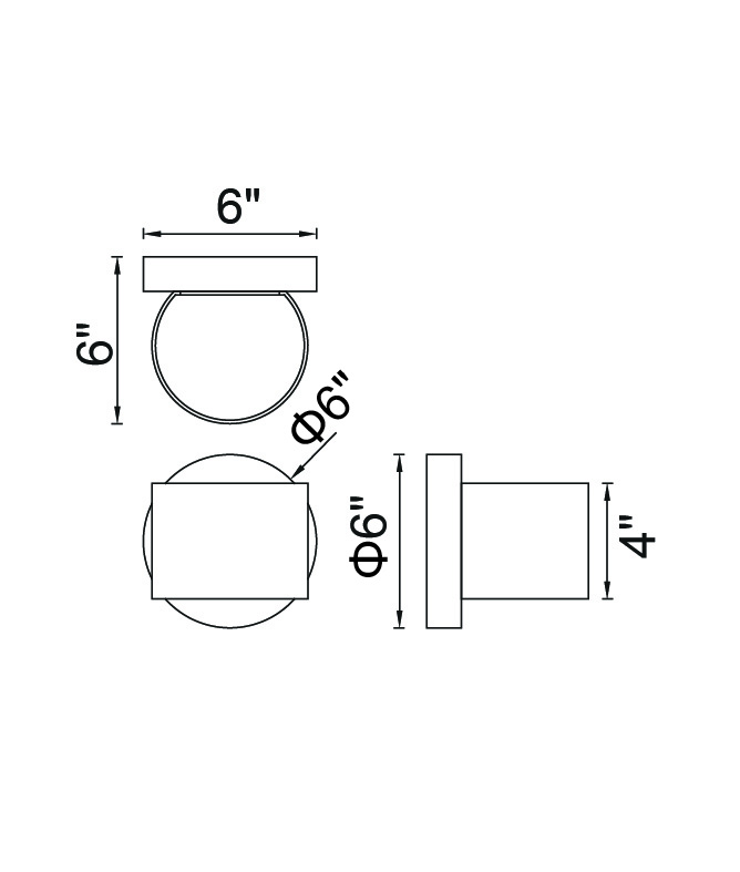 CWI Lighting Lilliana LED Wall Sconce With Black Finish Model: 7148W5-101-R Line Drawing