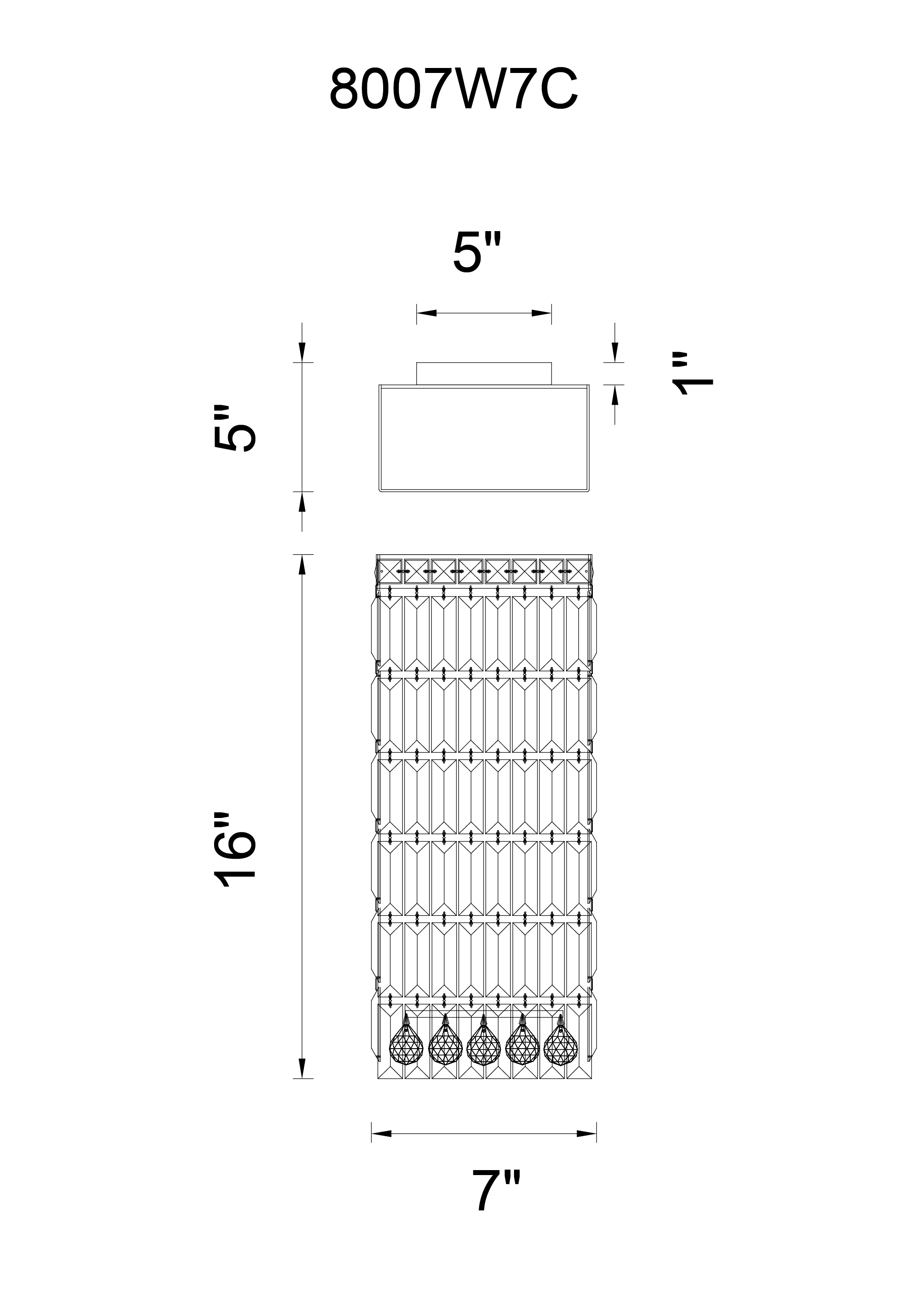 CWI Lighting Colosseum 4 Light Bathroom Sconce With Chrome Finish Model: 8007W7C Line Drawing