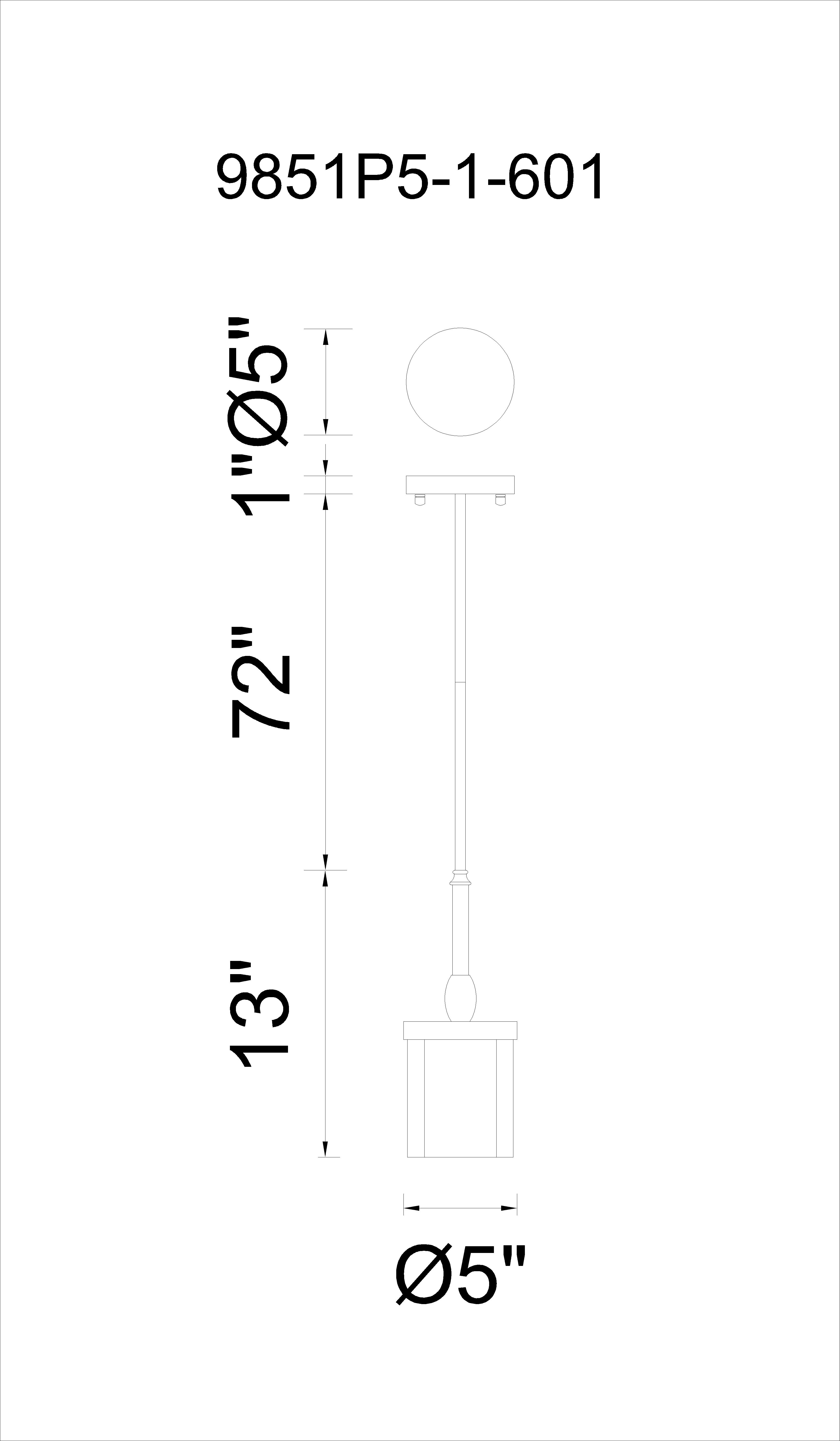 CWI Lighting Maybelle 1 Light Candle Mini Chandelier With Chrome Model: 9851P5-1-601 Line Drawing