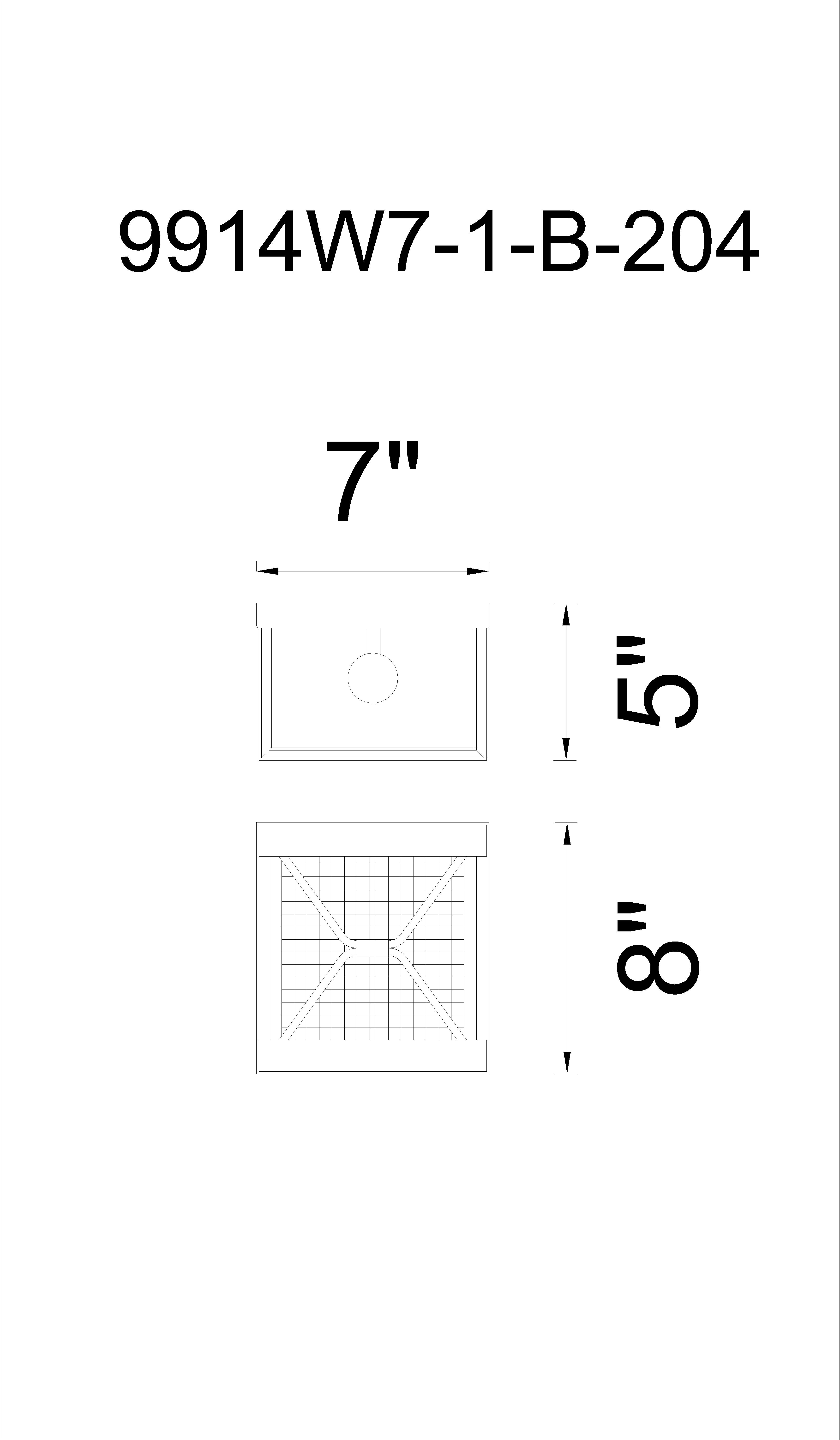 CWI Lighting Kali 1 Light Wall Sconce With Light Brown Finish Model: 9914W7-1-B-204 Line Drawing