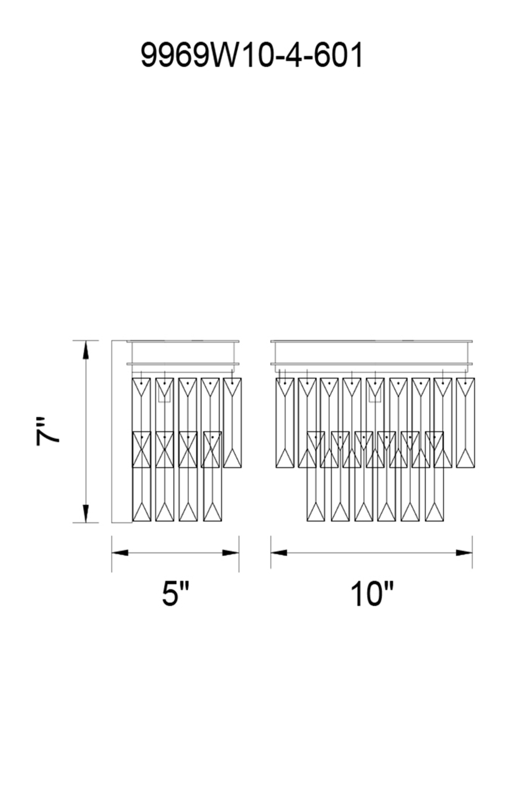 CWI Lighting Weiss 4 Light Wall Sconce With Chrome Finish Model: 9969W10-4-601 Line Drawing