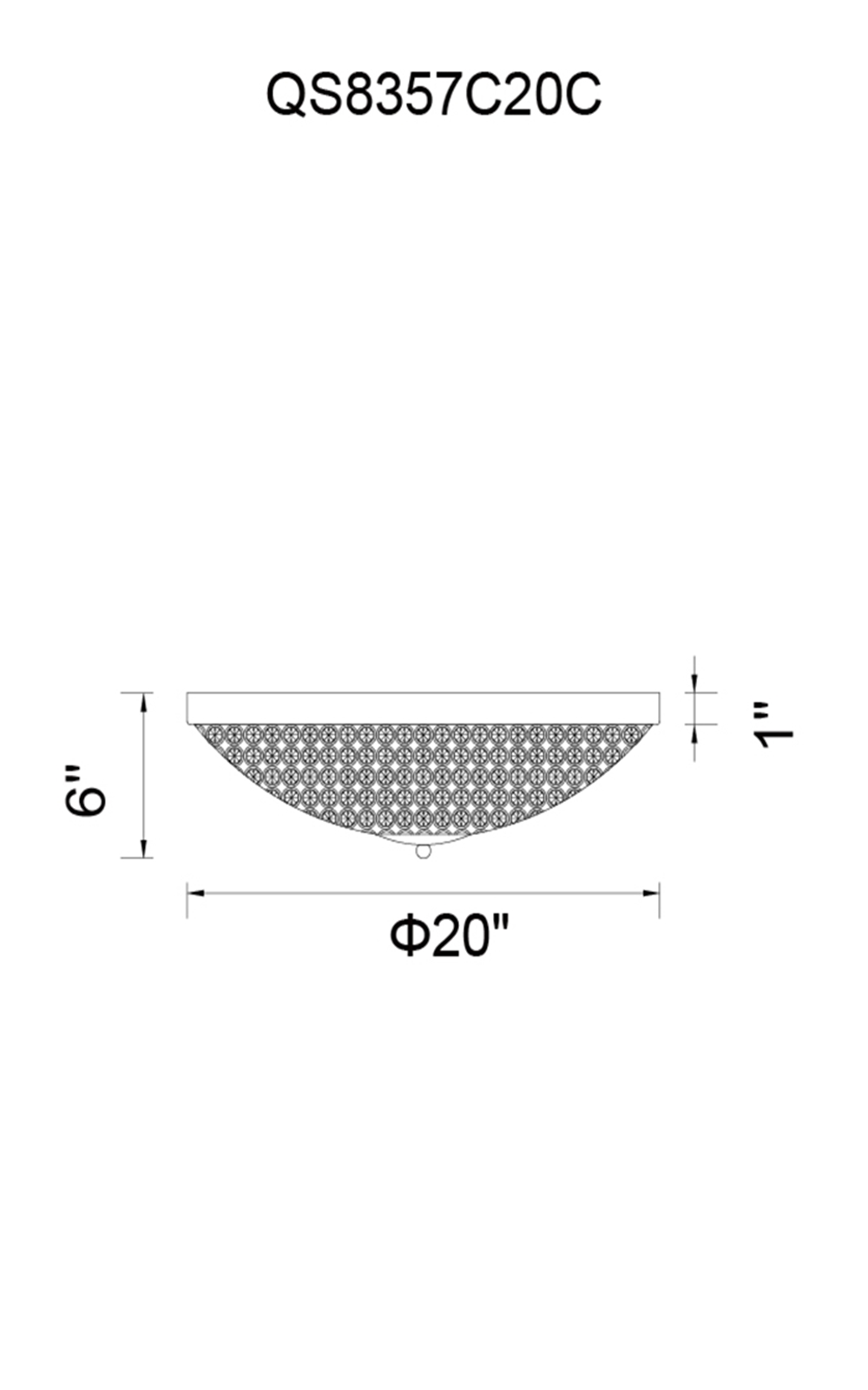 CWI Lighting Globe 6 Light Bowl Flush Mount With Chrome Finish Model: QS8357C20C Line Drawing