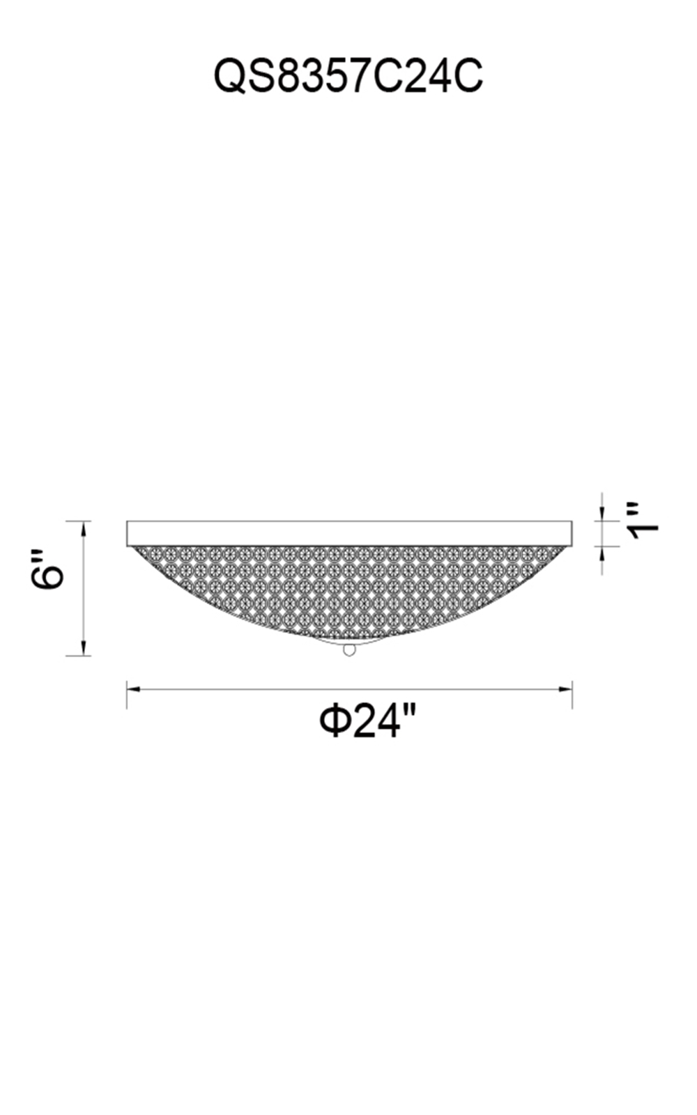 CWI Lighting Globe 9 Light Bowl Flush Mount With Chrome Finish Model: QS8357C24C Line Drawing