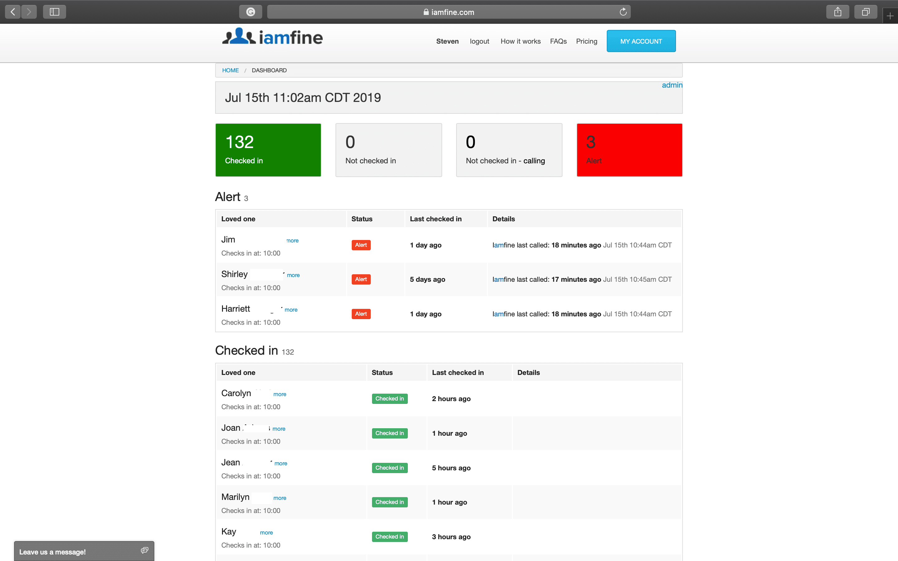 Dashboard for multiple users of Iamfine.com Dashboard for multiple users of Iamfine.com