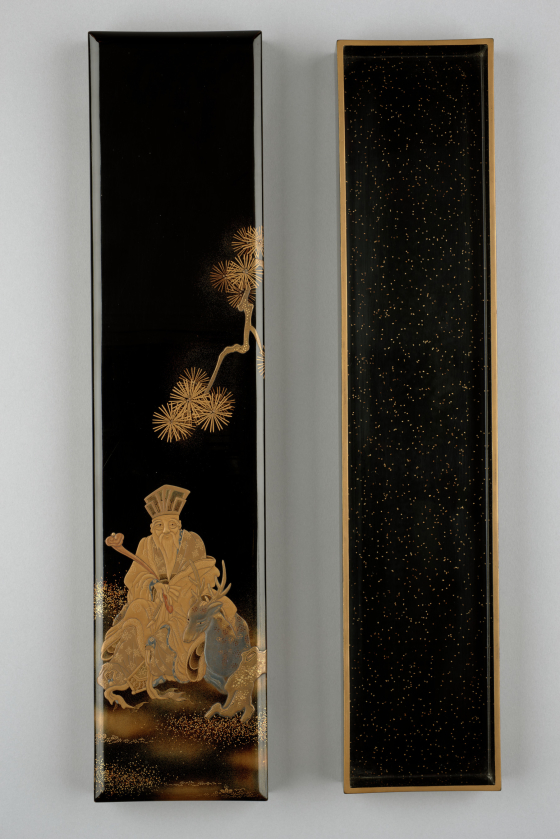 Poetry Slip Box (tanzaku) with God of Longevity (Juro–jin) and