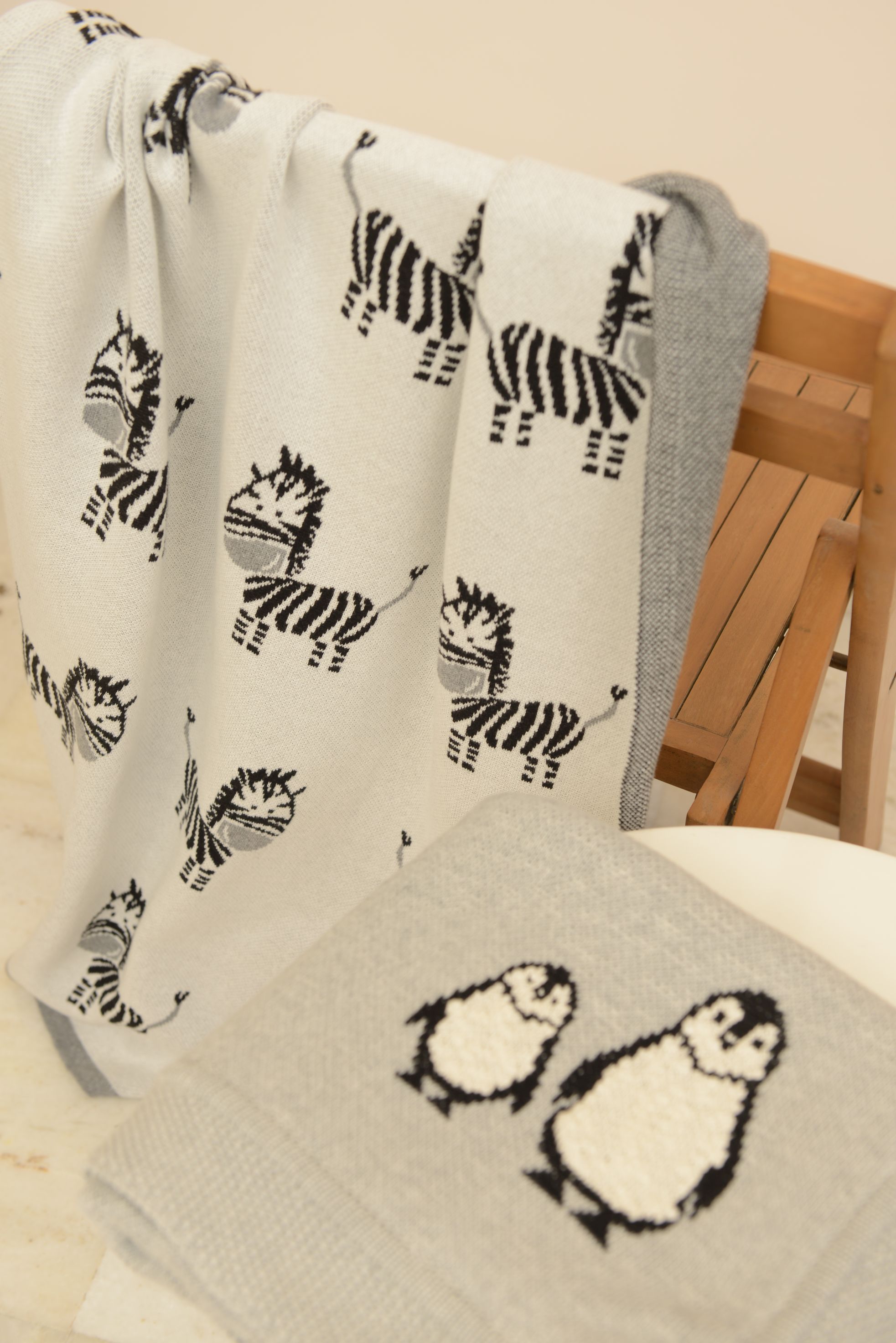 Darzzi Baby Blankets Zebra baby blanket ivory, black, light gray