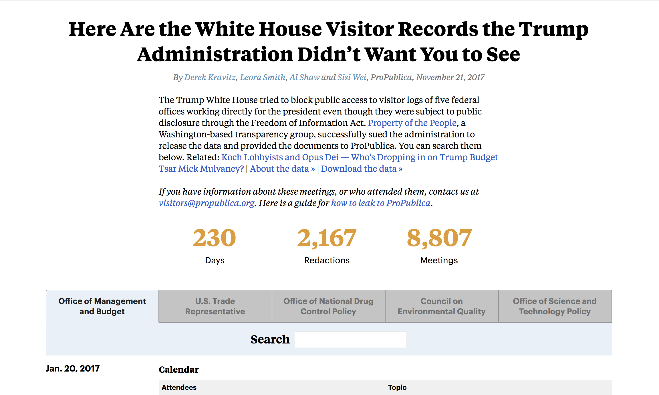 White House Complex Visitor Logs