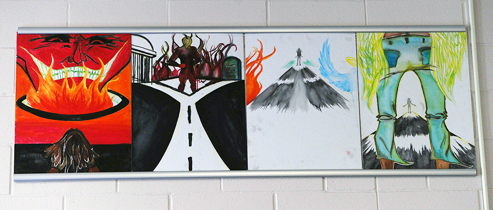photo of paintings from jail school