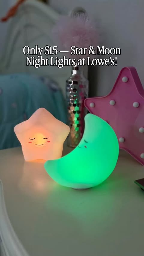 #ad We found these adorable night lights at @loweshomeimprovement for $15 and they’ve officially become our nighttime companions. They’re rechargeable, have a soft glow, and change colors with a tap — so simple and relaxing. Our evenings feel cozier 
