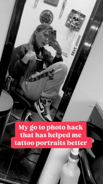 My GO TO HACK to tattoo portraits better 👀 
•
I started doing this about a year ago, and it’s made a huge difference in my work! Sometimes, references can lack depth or be very tonal, making it hard to distinguish subtle values and shades. Without a