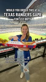 🚨SMASH OR PASS?! New food item now at @rangers games!!⚾️🌭

Would you spend $32.99 on this Boomstick Triple Play?! (because clearly I would💀) It comes with:

🍔8 inch double patty burger
🌭Chili cheese dog
🧀Loaded @tostitos nachos

And the cutest 