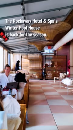 @therockawayhotel isn't just a summer destination. 

The winter pool house is now open with saunas, swimming and spa services.