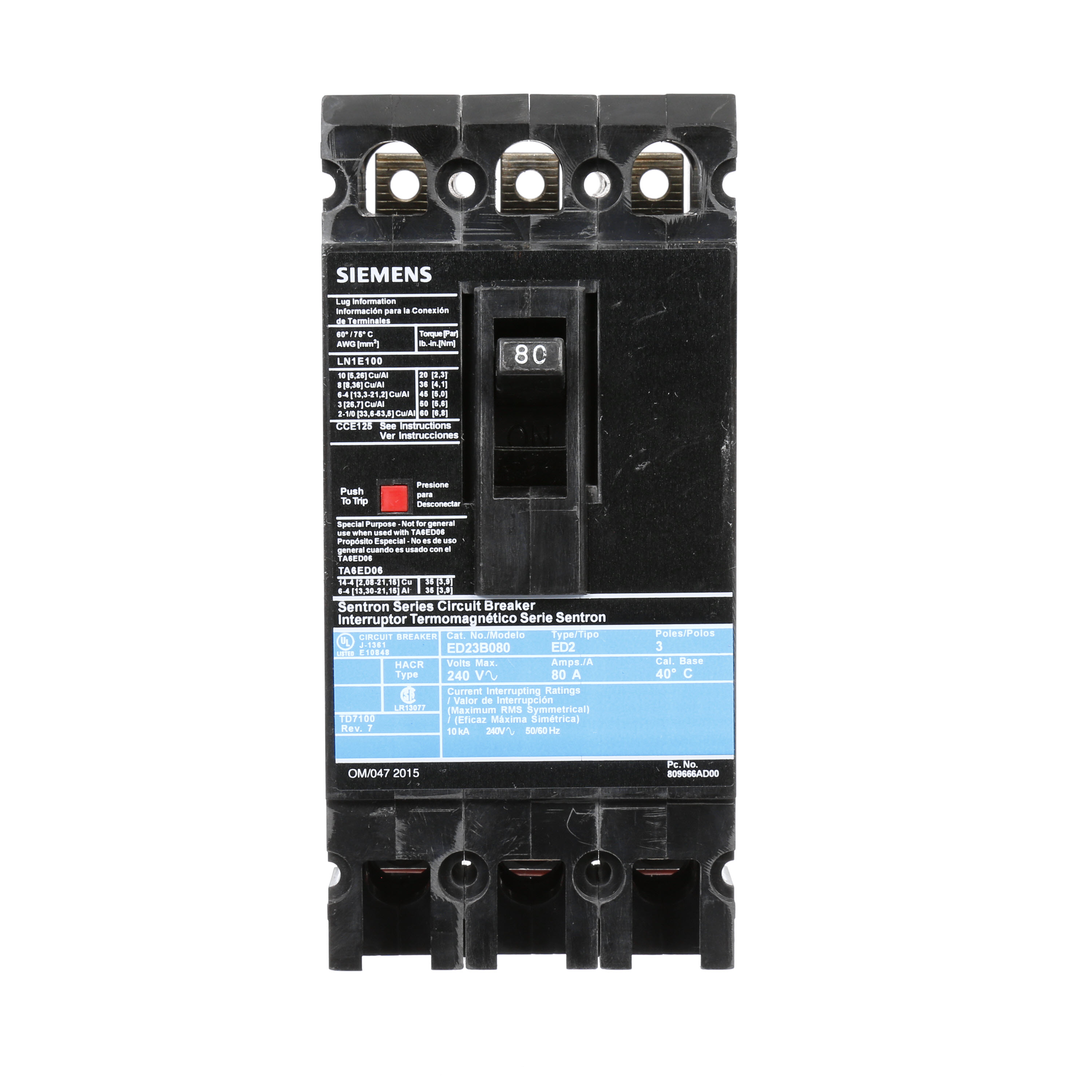 Product image for Siemens ED23B080L ED,10kA@240V,3
