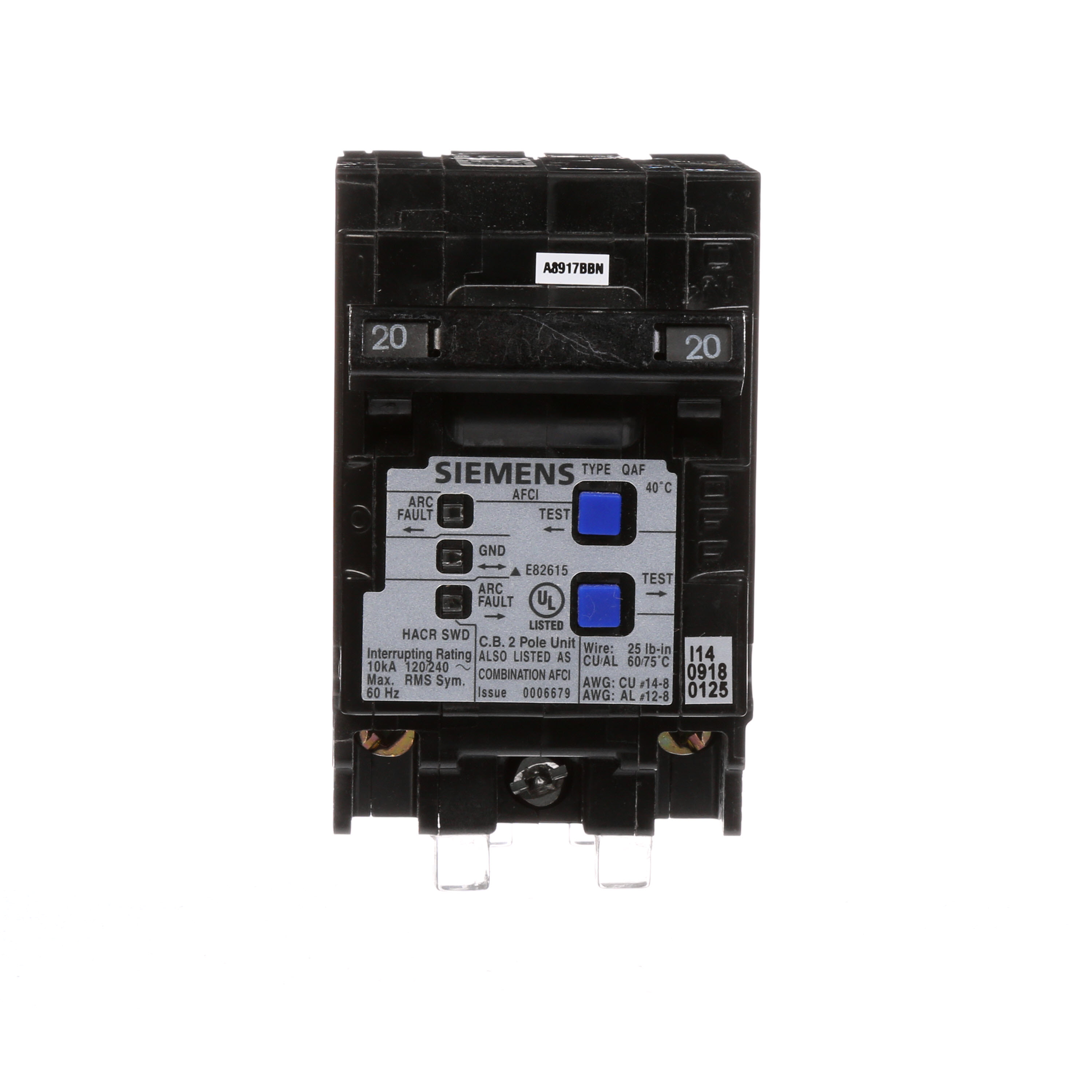 Product image for Siemens Q220AFCH QAFH Breaker,2P