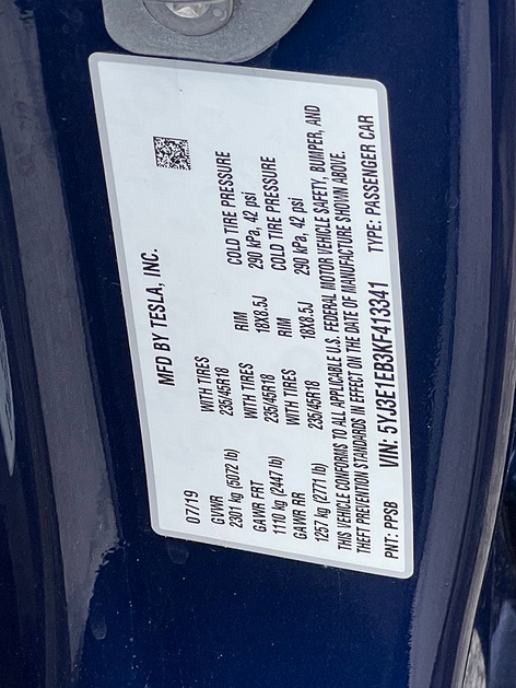 2019 Tesla Model 3 Long Range
