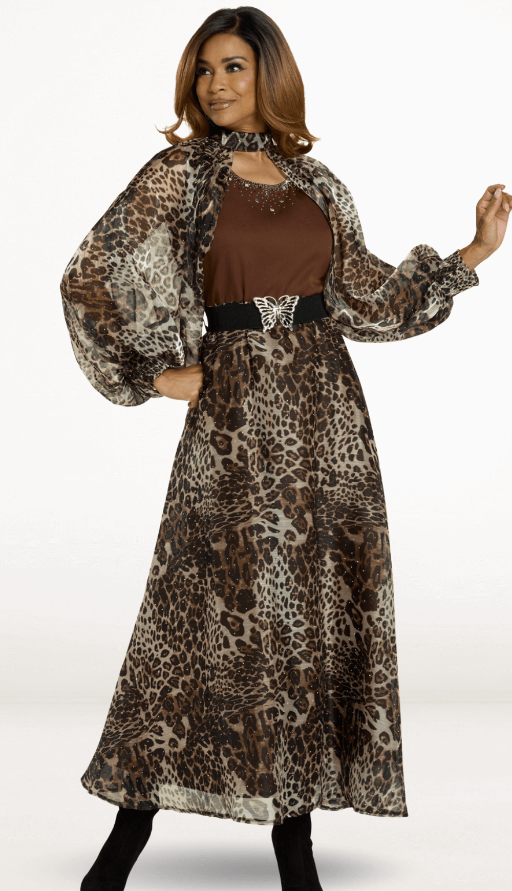 Animal print maxi dress with shrug