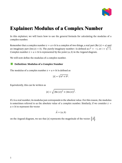 Lesson: Modulus of a Complex Number | Nagwa