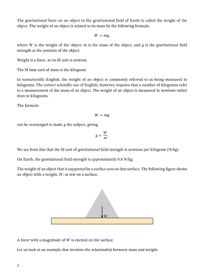 Lesson: The Relationship between Mass and Weight | Nagwa