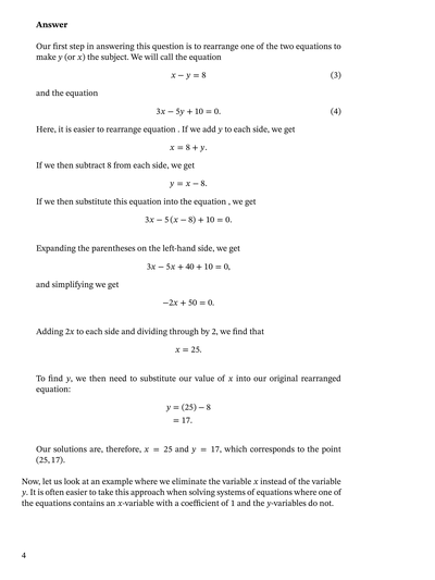 Lesson: Solving Systems of Linear Equations Using Substitution | Nagwa