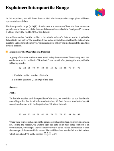 Lesson: Interquartile Range | Nagwa